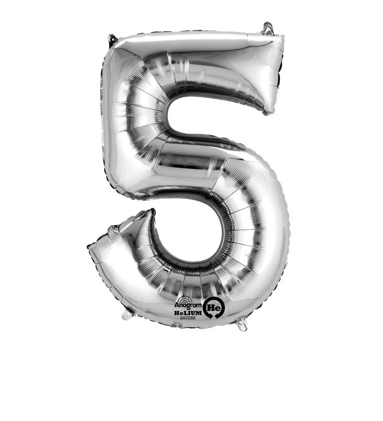 Fóliový balónek 5 - stříbrný