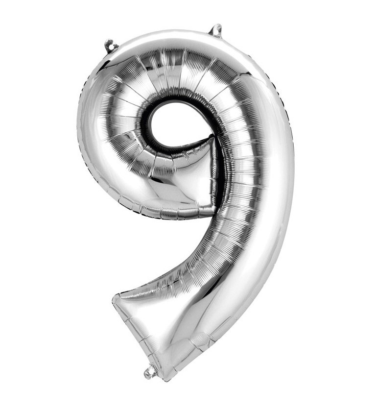 Fóliový balónek 9 - stříbrný 