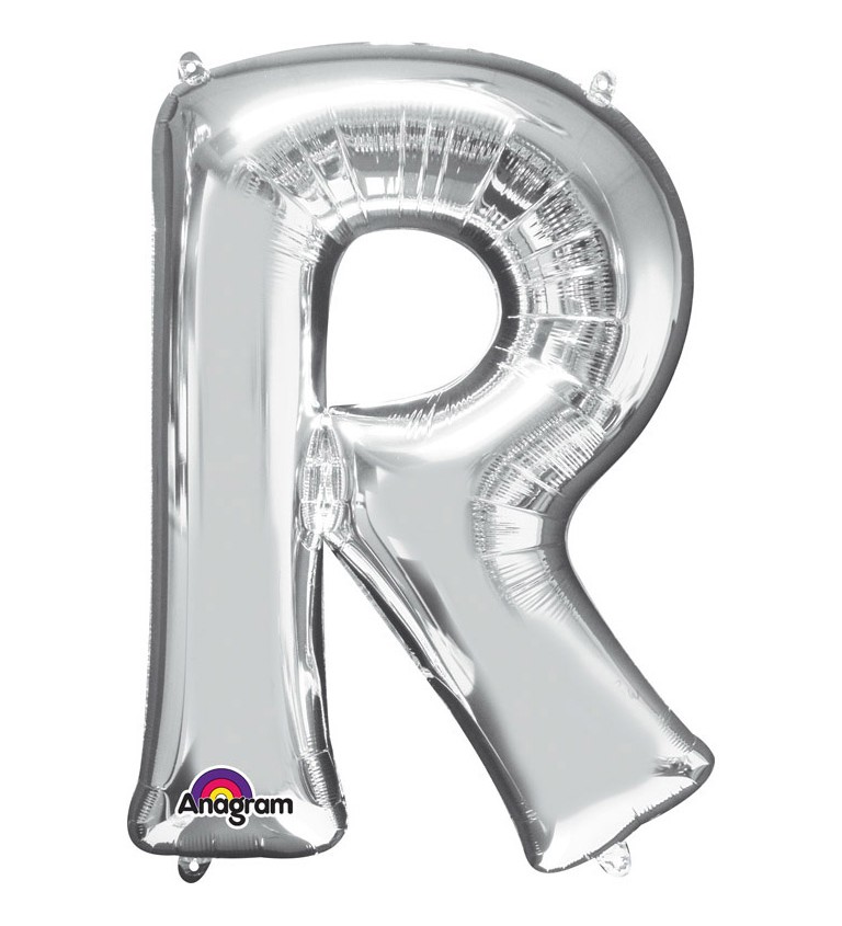 Fóliový balónek písmeno R - stříbrný