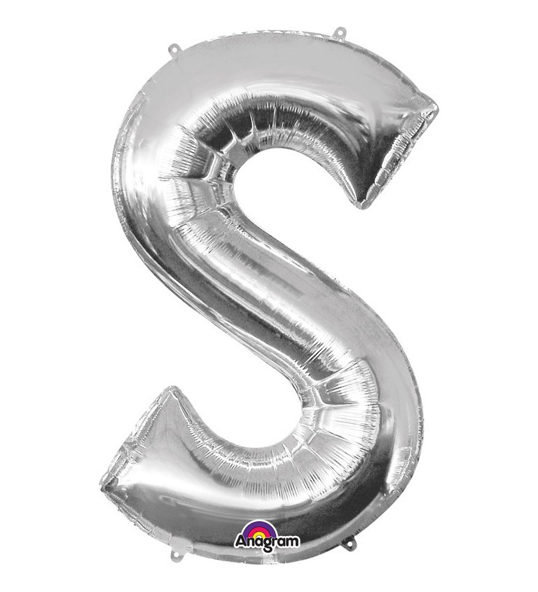 Fóliový balónek písmeno S - stříbrný