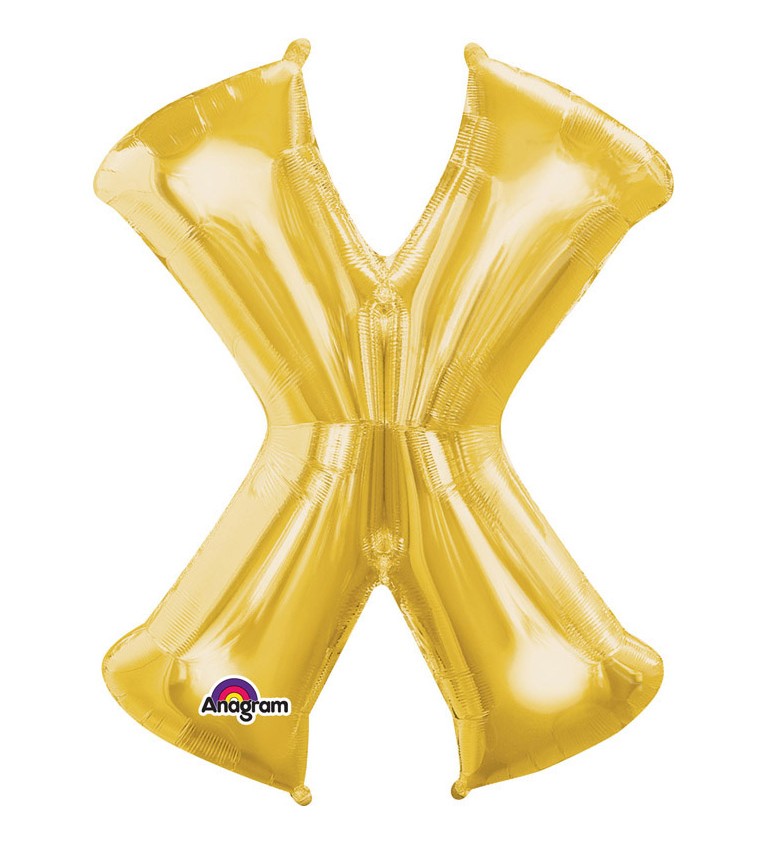 Fóliový balónek písmeno X - zlatý