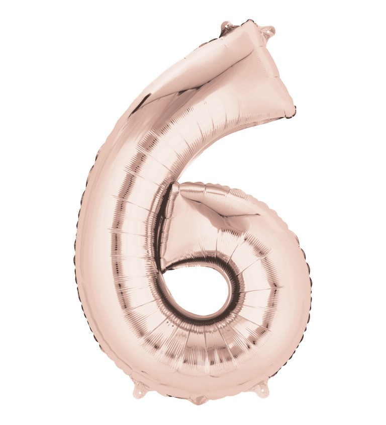 Fóliový balónek 6 - růžovo-zlaté číslo