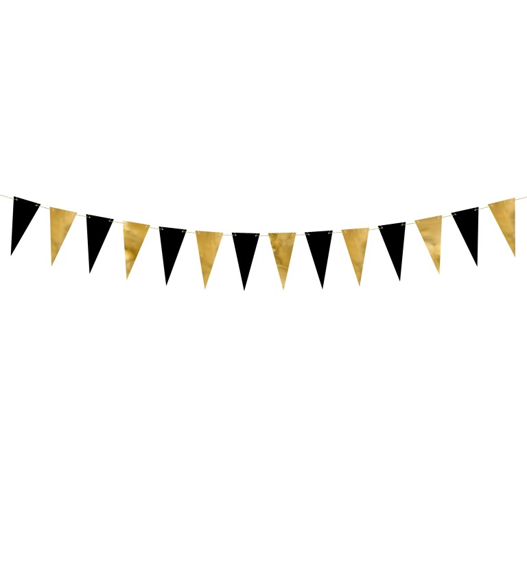 Girlanda - černé a zlaté vlaječky