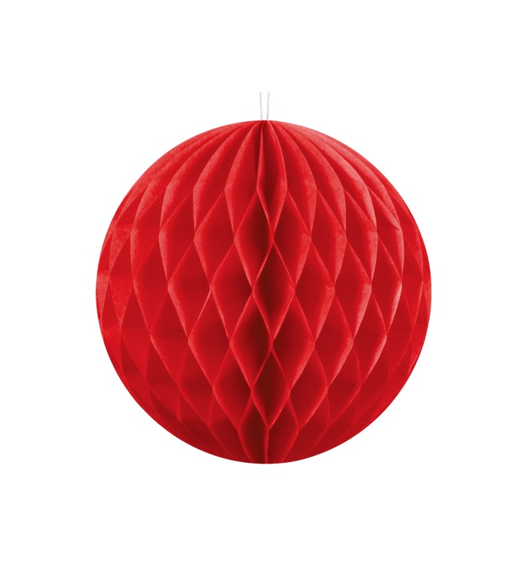 Papírová dekorační koule - červená (10)