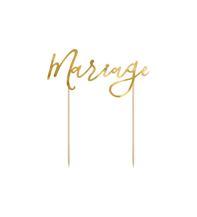 Dortová ozdoba - zlatý nápis Mariage