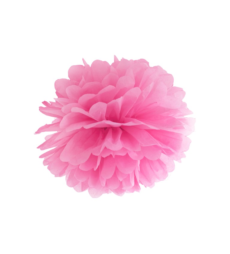 Růžový pompom - papírový