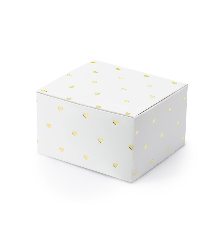 Bílá krabička - zlatá srdíčka