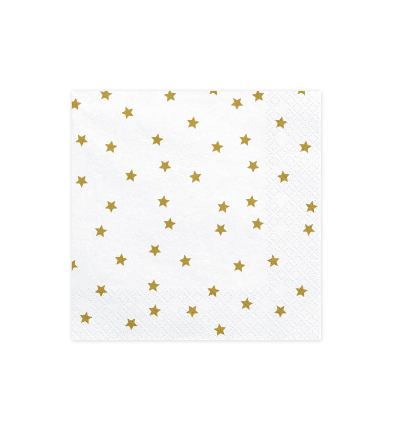 Bílé ubrousky - zlaté hvězdičky
