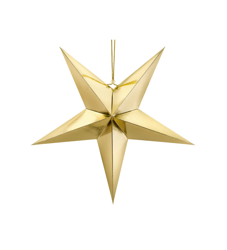 Papírová dekorační hvězda - zlatá (70)