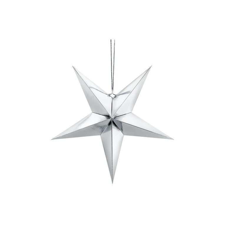 Papírová dekorační hvězda - stříbrná (45)
