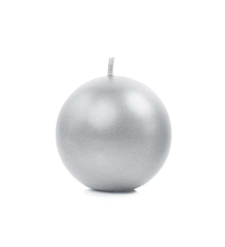 Stříbrná metalická svíčka - menší koule